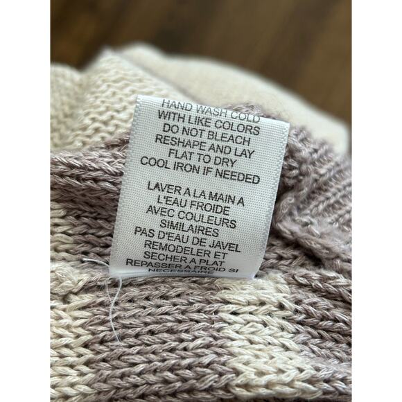 JOIE Women's Taupe/Purple Striped Open-Knit 100% Linen Pullover Sweater Size S - Picture 8 of 11